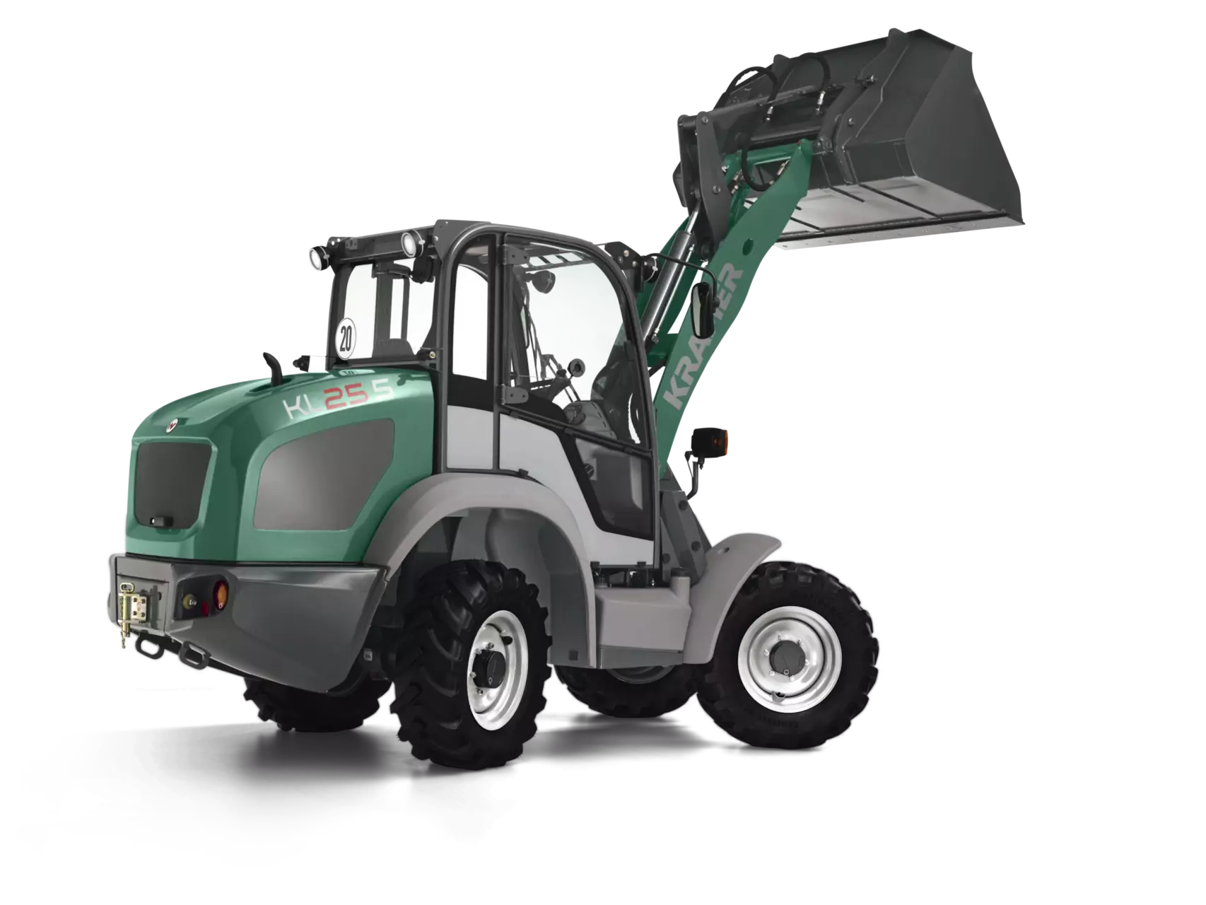 A rendering of the Kramer wheel loader KL25.5 in a studio.