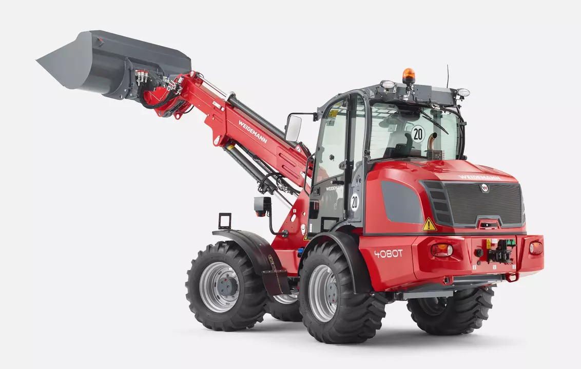 Weidemann telescopic wheel loader 5080T cabin with light material bucket, studio