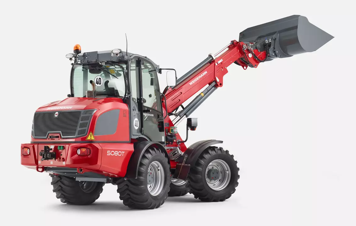 Weidemann telescopic wheel loader 5080T cabin with light material bucket, studio