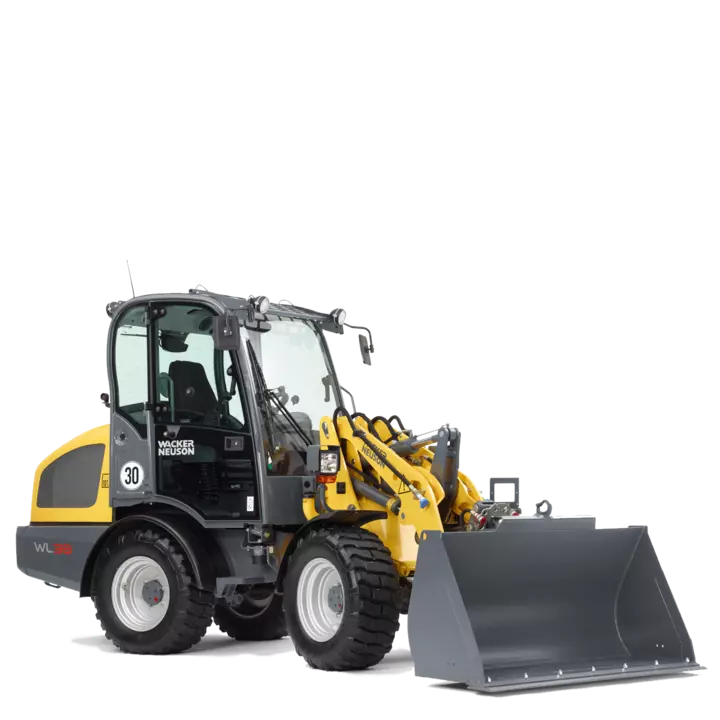 Wacker Neuson wheel loader WL38 with light material bucket, studio