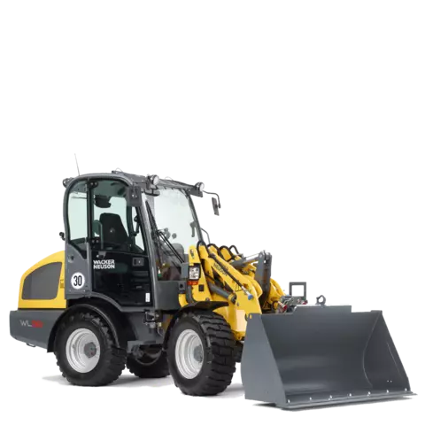 Wacker Neuson wheel loader WL38 with light material bucket, studio