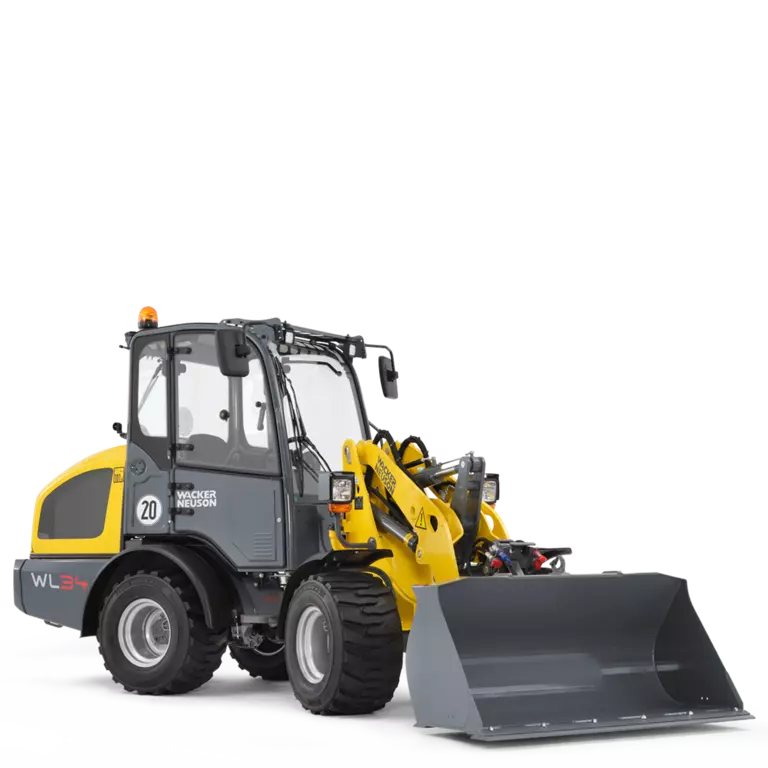 Wacker Neuson wheel loader WL34 with earth bucket, studio