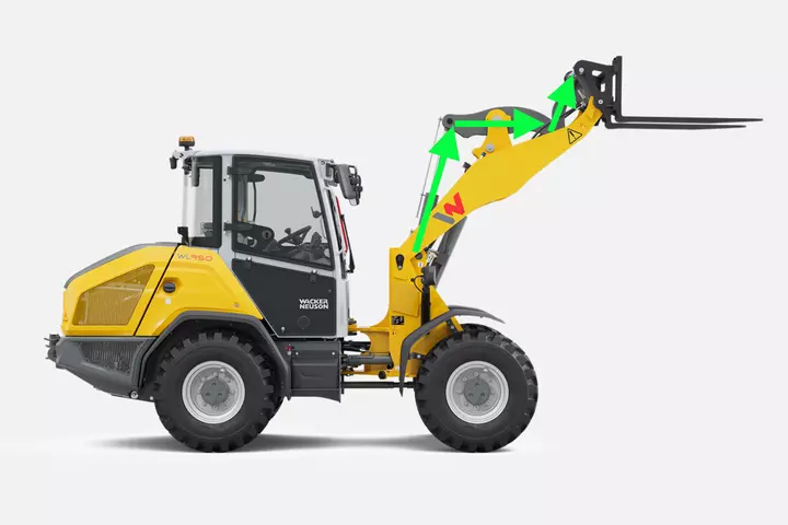 Wacker Neuson wheel loader WL950 in studio, z-kinematic