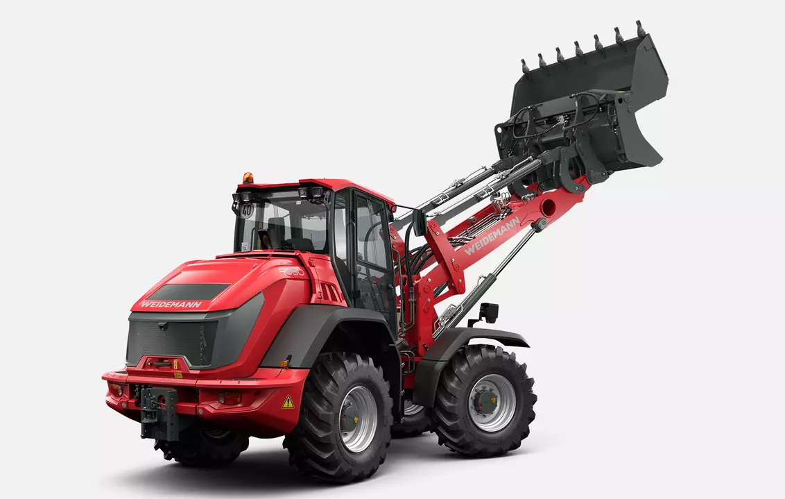 Weidemann wheel loader 9080 cabin with light material bucket, studio