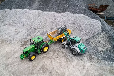 The Kramer wheel loader KL60.8 while working in agriculture. 