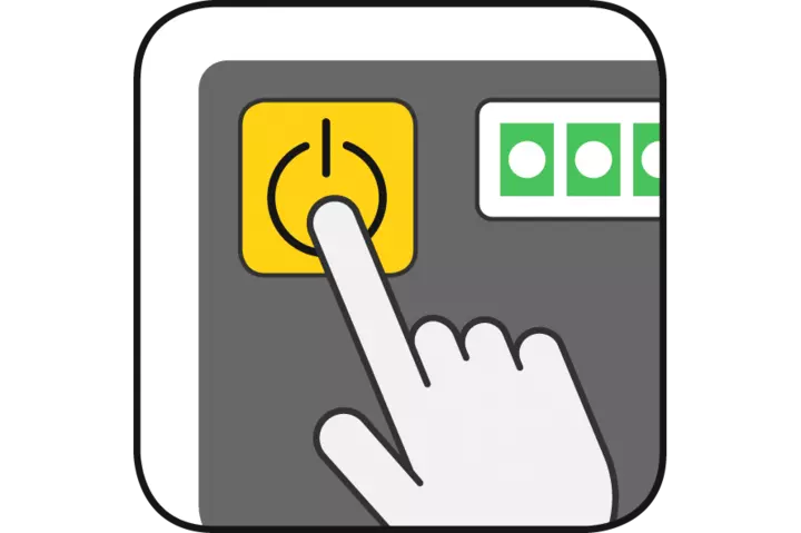 Battery driven machines start by the push of a button