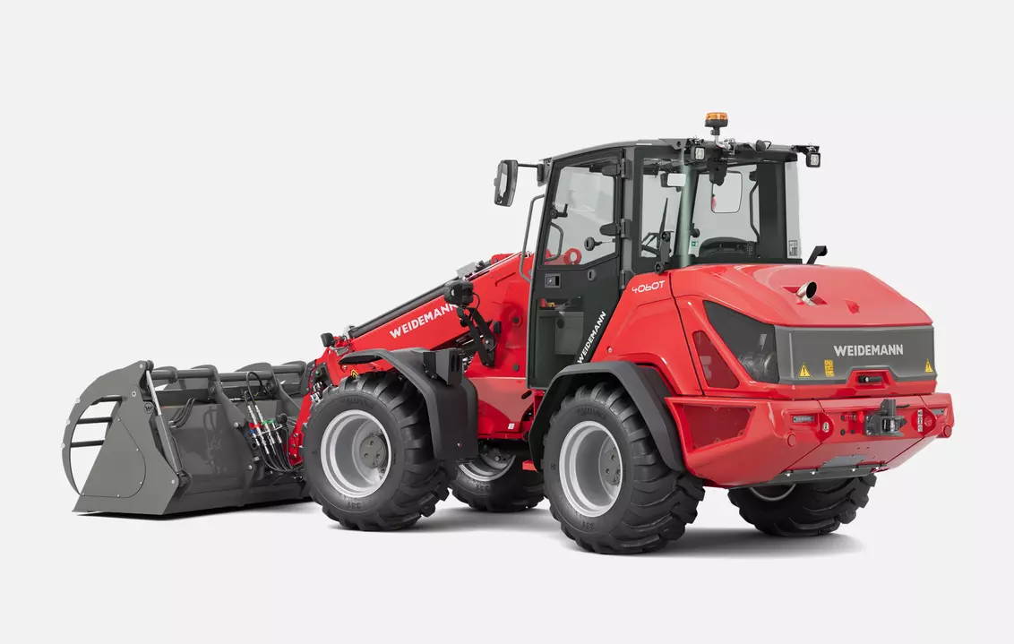 Weidemann telescopic wheel loader 4060T cabin with grab bucket, studio