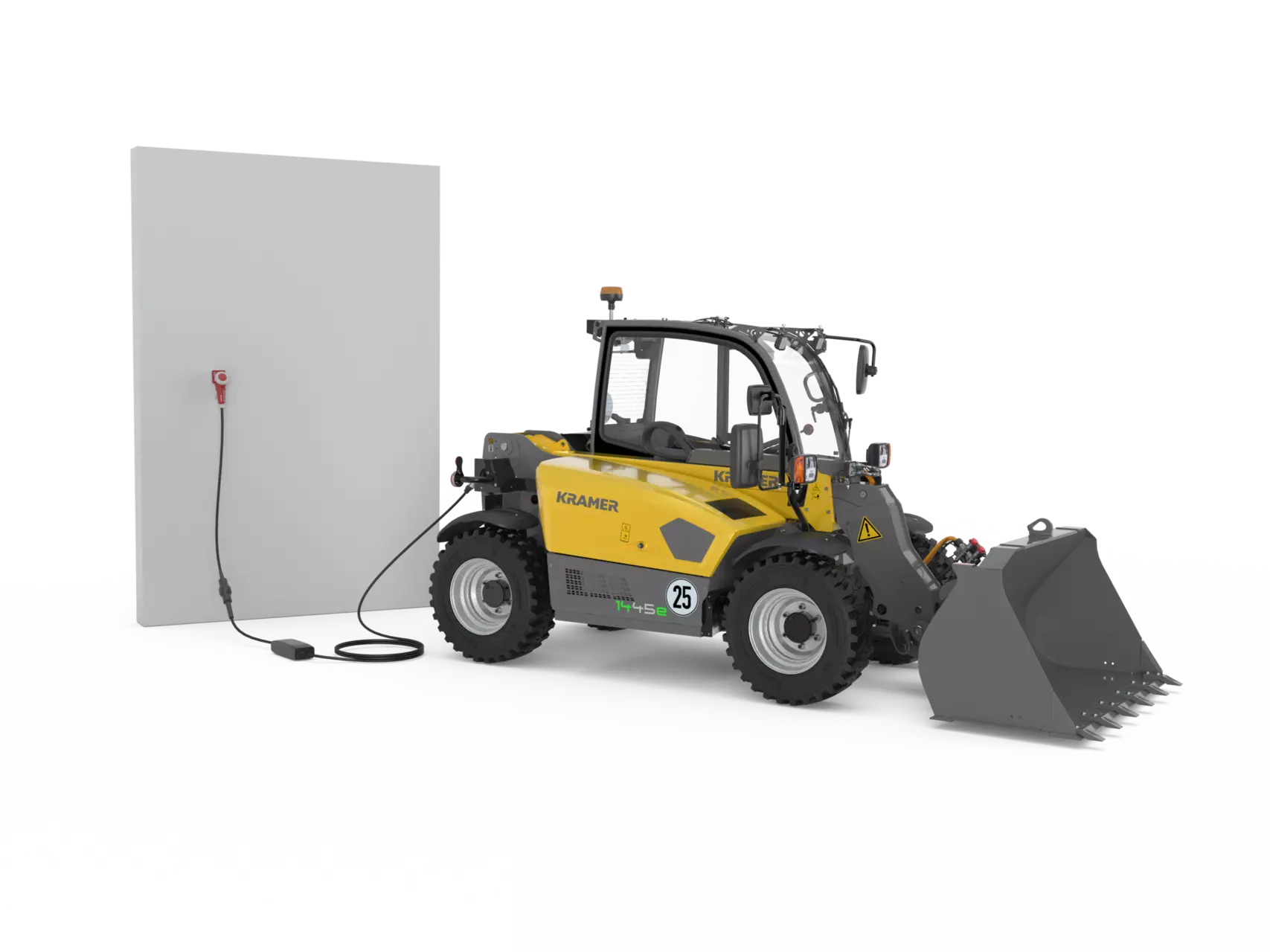 The fully electric Kramer telehandler 1445e while loading.