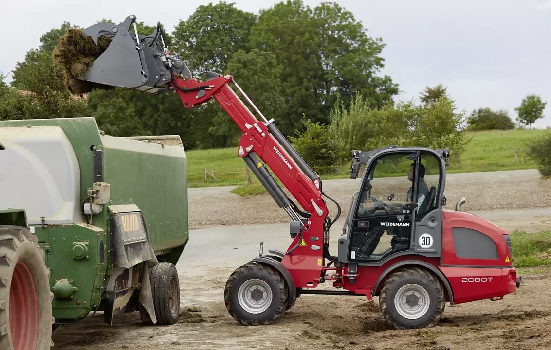 Weidemann telescopic wheel loader 2080T cabin with power grab bucket, application