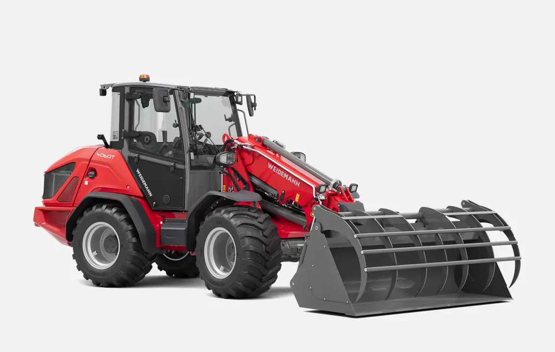 Weidemann telescopic wheel loader 4060T cabin with grab bucket, studio