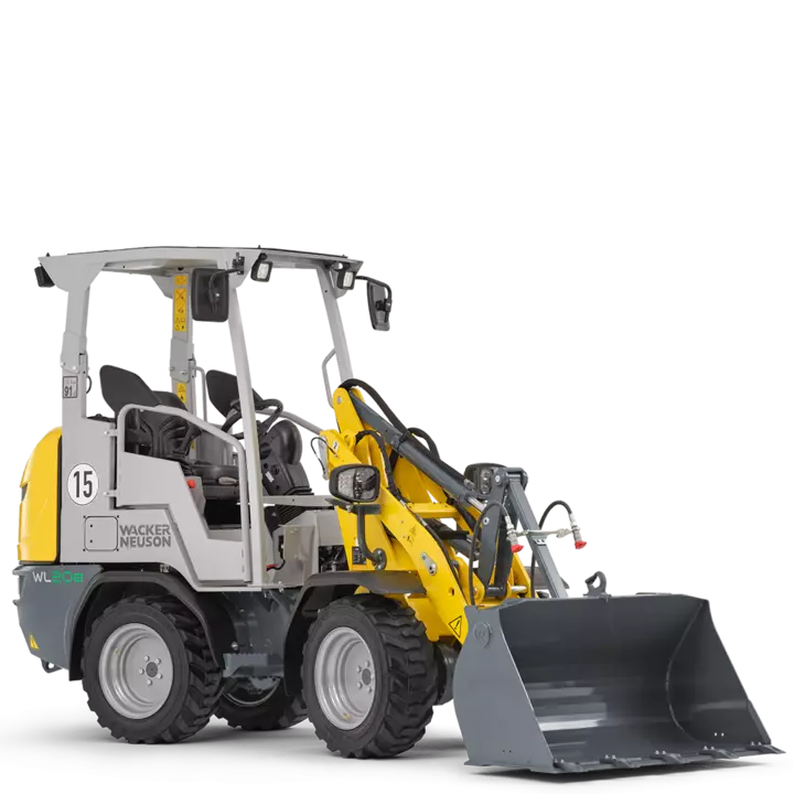 Wacker Neuson wheel loader WL20e studio picture with earth bucket
