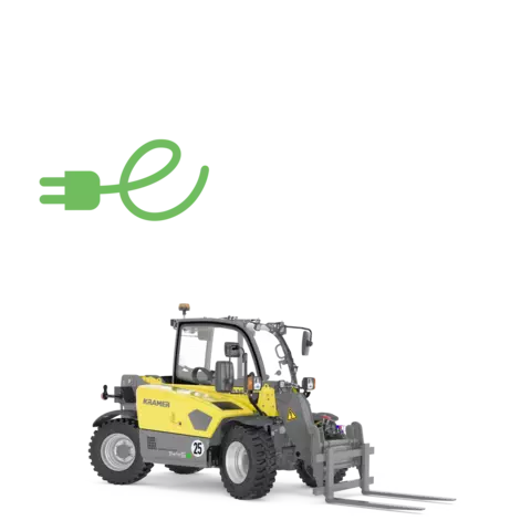 The fully electric Kramer telehandler 1445e in a studio.