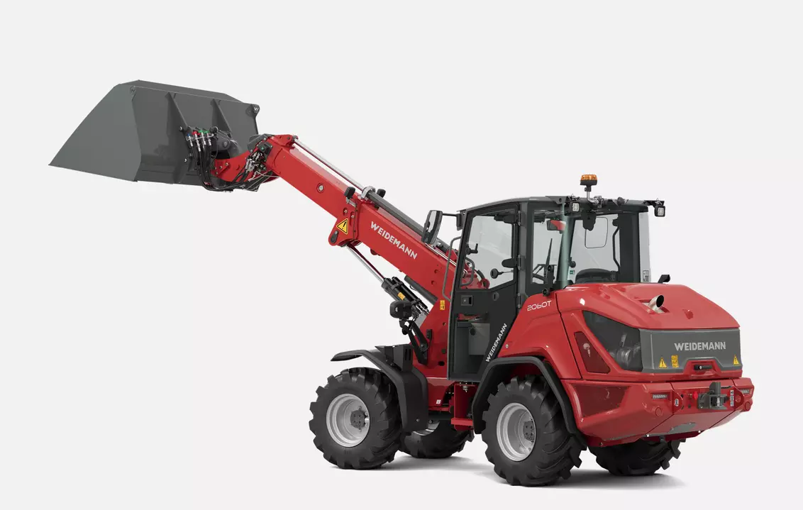 Weidemann telescopic wheel loader 2060T cabin with light goods bucket, studio