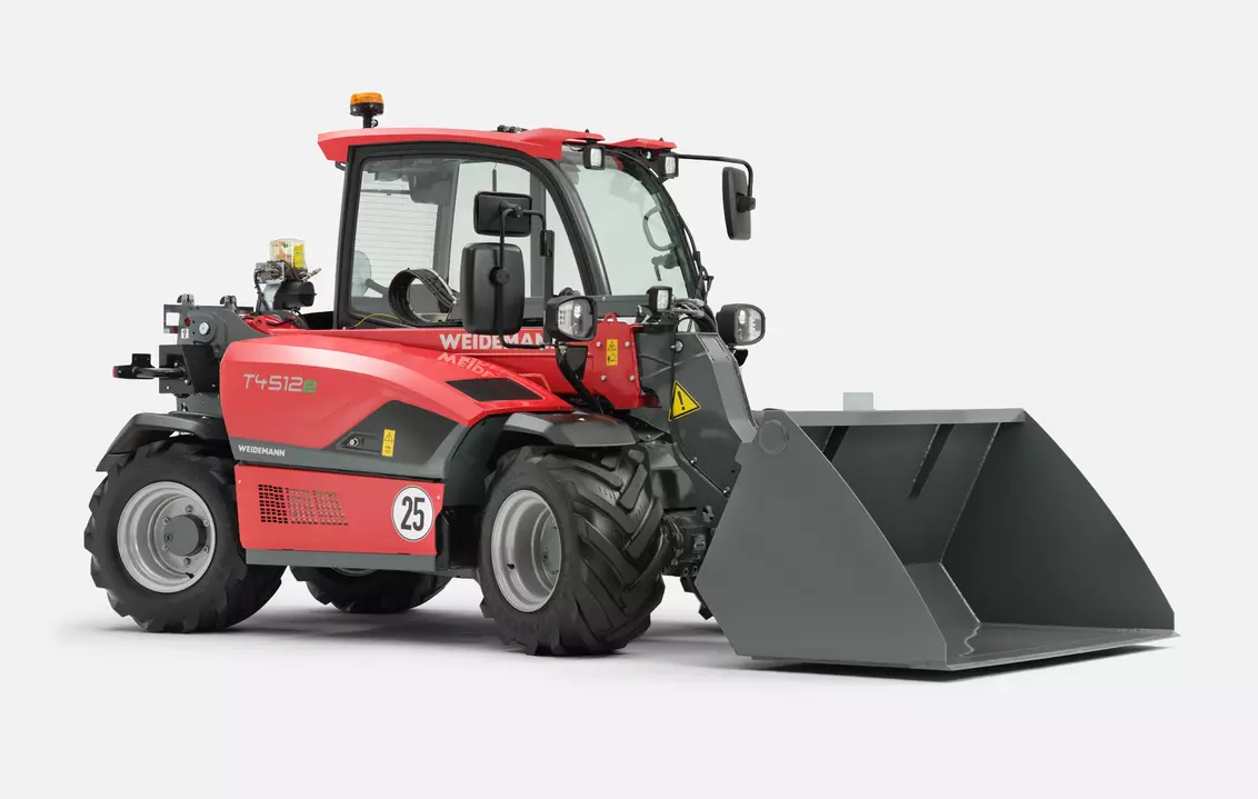 Weidemann telehandler T4512e with light weight bucket, studio