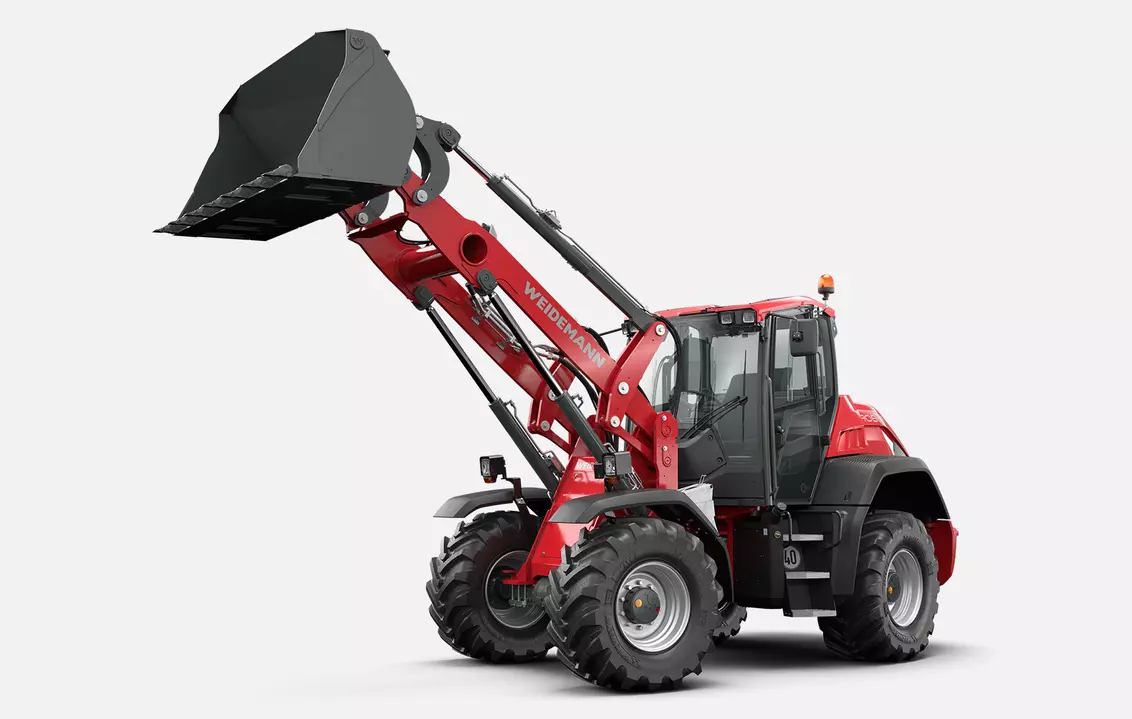 Weidemann wheel loader 9080 cabin with light material bucket, studio