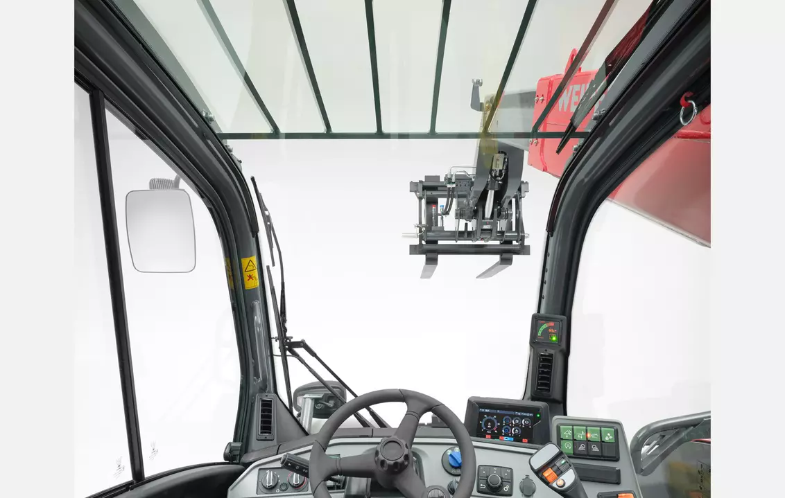 Weidemann telehandler T7035 cabin with view forward, studio