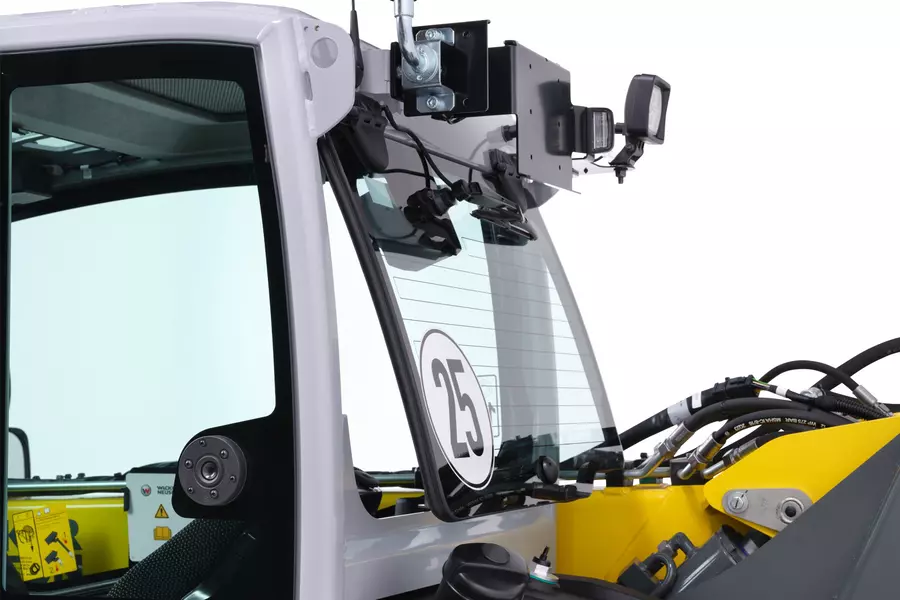 Wacker Neuson telehandler TH625, rear window open, studio
