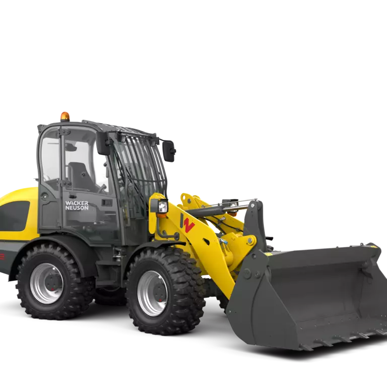 Wacker Neuson Radlader WL52 Studiobild mit 4 in 1 Schaufel
