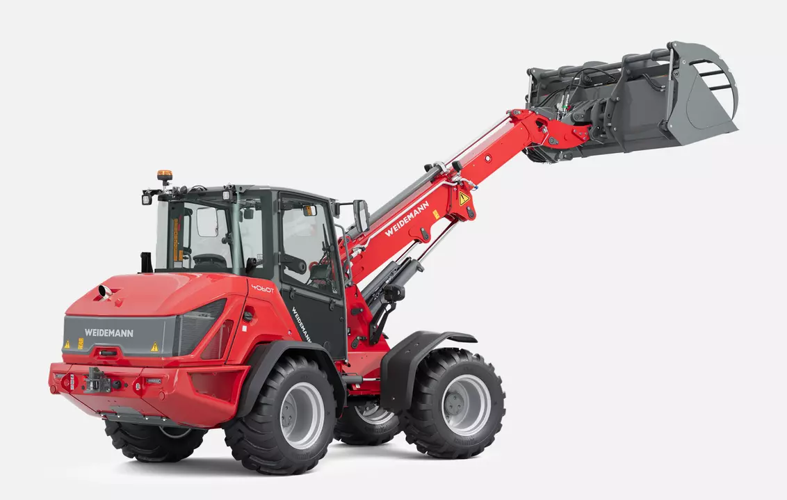 Weidemann telescopic wheel loader 4060T cabin with grab bucket, studio