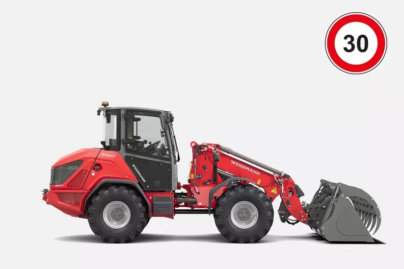 Weidemann Teleskopradlader 3060T im Studio, Geschwindigkeit 30 km/h