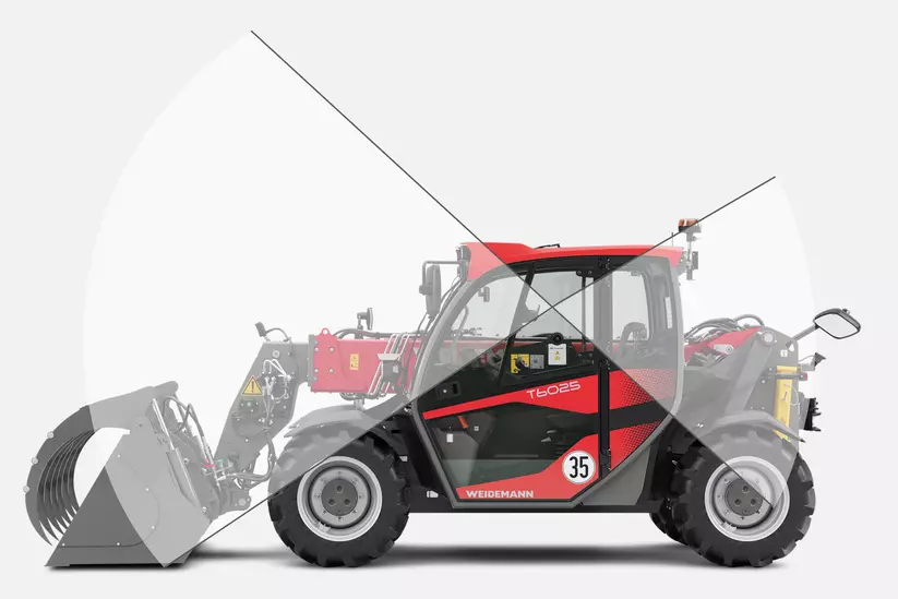 Weidemann Teleskoplader T6025 in Studio, Rundumsicht